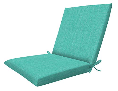 Honeycomb Indoor/Outdoor Textured Solid Surf Aqua Midback Dining Chair Cushion: Recycled Fiberfill, Weather Resistant, Reversible, Comfortable and Stylish Patio Cushion: 19" W x 37" L x 2.5” T