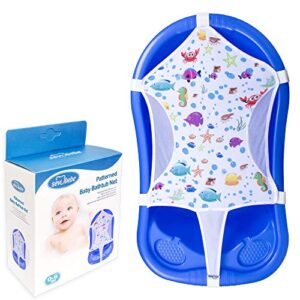 sevi baby baby bath seat support net, patterned bath net with six safety support corner, premium quality bath sling for newborns, size: 35” x 21” (bathtub is not included) 1 count (pack of 1)