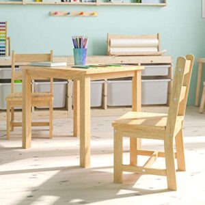 EMMA + OLIVER Kids 3 Piece Solid Hardwood Table and Chair Set for Playroom, Kitchen - Natural