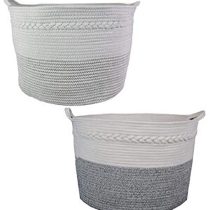 Cotton Rope Storage Basket - Decorative Woven Basket Great Basket for Blankets Basket, Large Laundry Basket, Living Room, Toy Storage, Toy Basket, Toy Bin, XXL 20”X13.5”