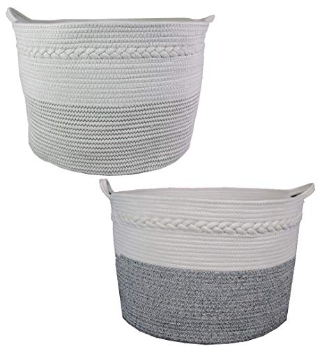 Cotton Rope Storage Basket - Decorative Woven Basket Great Basket for Blankets Basket, Large Laundry Basket, Living Room, Toy Storage, Toy Basket, Toy Bin, XXL 20”X13.5”