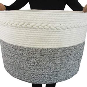 Cotton Rope Storage Basket - Decorative Woven Basket Great Basket for Blankets Basket, Large Laundry Basket, Living Room, Toy Storage, Toy Basket, Toy Bin, XXL 20”X13.5”