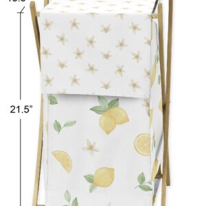 Sweet Jojo Designs Lemon Floral Baby Kid Clothes Laundry Hamper - Yellow Green Beige White Watercolor Boho Bohemian Farmhouse Fruit Flower Blossom Botanical Leaf