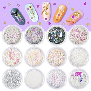 aurgun craft glitter, confetti holographic shining flakes laser thin star heart glitter sequin for nail, body art, epoxy resin, crafts, jewelry making, cards, festival party decoration and more