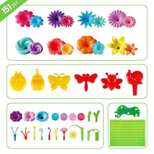 STEM Toddler Toys for Age 3 4 5 6 Year Old Girls - Flower Garden Building Toys for Preschool Educational Activity, Birthday Gifts and Stacking Learning Playset, Floral Gardening Pretend kit (150pcs)