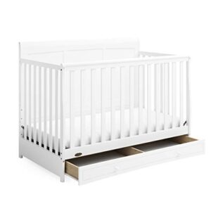 graco asheville 4-in-1 convertible crib with drawer (white) – greenguard gold certified, crib with drawer combo, full-size nursery storage drawer, converts to toddler bed, daybed and full-size bed