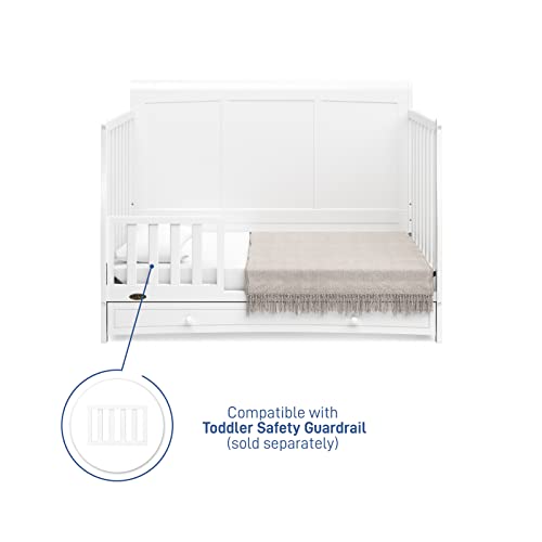 Graco Asheville 4-in-1 Convertible Crib with Drawer (White) – GREENGUARD Gold Certified, Crib with Drawer Combo, Full-Size Nursery Storage Drawer, Converts to Toddler Bed, Daybed and Full-Size Bed