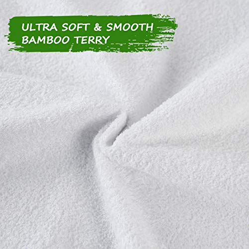 Toddler Pillowcase Protector Waterproof Bamboo Terry Cooling Breathable Baby Pillow Cover, Fit Pillow Sized 13" x 18",14" x 19",12" x 16" or Smaller with Zipper Travel Pillowcase for Boys Girls, White