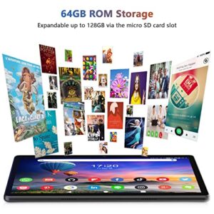 Tablet 10.1 inch Android 11 Tablet 2023 Latest Update Octa-Core Processor with 64GB Storage, Dual 13MP+5MP Camera, WiFi, Bluetooth, GPS, 128GB Expand Support, IPS Full HD Display (Black)