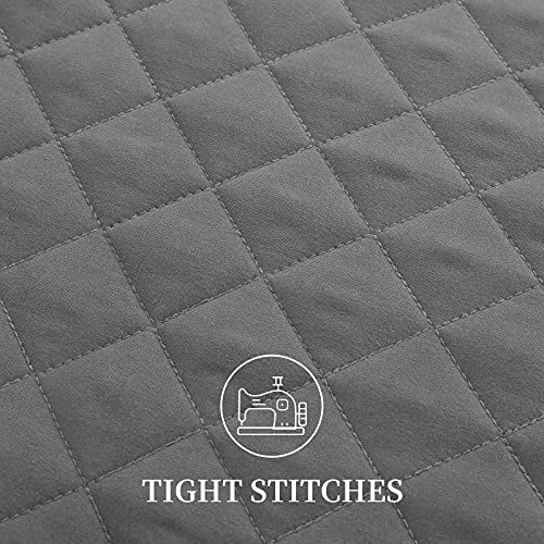 HOMBYS 3 Piece Oversized King Quilt Set Bedspread 128x120 Reversible Lightweight Coverlet Summer Comforter Set (Super King Plus (128x120), Grey)