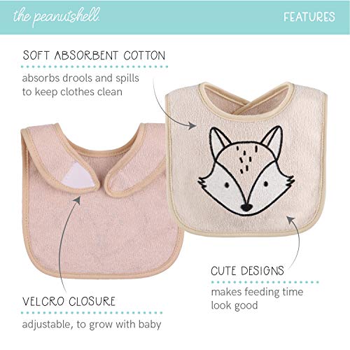 The Peanutshell Terry Bib Set for Baby Boys or Girls, 8 Pack Unisex Set for Feeding, Teething, Drooling