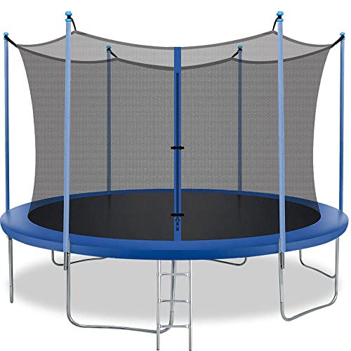 BestMassage 12FT Trampoline with Ladder and Safety Enclosure Net Jump Trampoline Outdoor PVC Spring Cover for Children and Adults