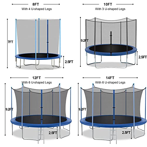 BestMassage 12FT Trampoline with Ladder and Safety Enclosure Net Jump Trampoline Outdoor PVC Spring Cover for Children and Adults