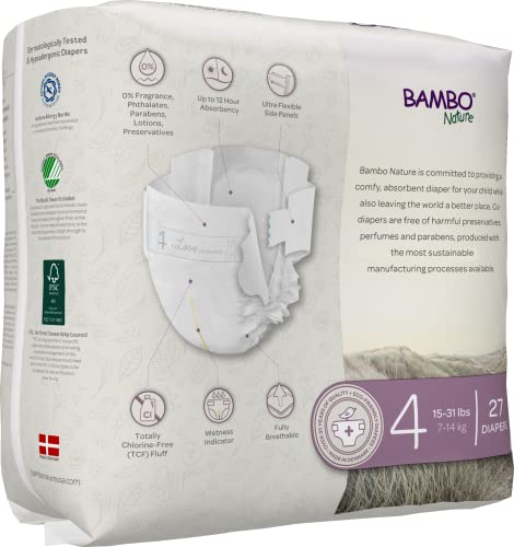 Bambo Nature Premium Baby Diapers (SIZES 0 TO 6 AVAILABLE), Size 4, 162 Count