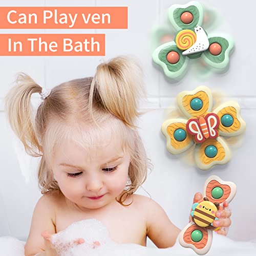 LZZAPJ Spinning Sensory Learning Toys for Toddlers 1-3, Baby 6-12-18 Months Suction Cup Spinner Toy,Baby Bathtub Bath Toys, Birthday Gifts for 1 Year Old and 2 Year Old Boys and Girls