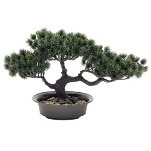 Rozwkeo Artificial Bonsai Tree Fake Plant Decoration Potted Tree Small Faux House Plants Japanese Pine Bonsai Plant for Home Indoor Decoration Office Hotel Windowsill Desktop Display Trees Zen Decor