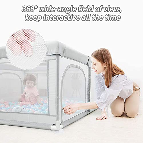 "Baby Playpen(59*70 in), Indoor & Outdoor Kids Activity Center with Anti-Slip Base, Sturdy Safety Play Yard with Super Soft Breathable Mesh, Kid's Fence for Infants Toddlers(GREY-XL)"