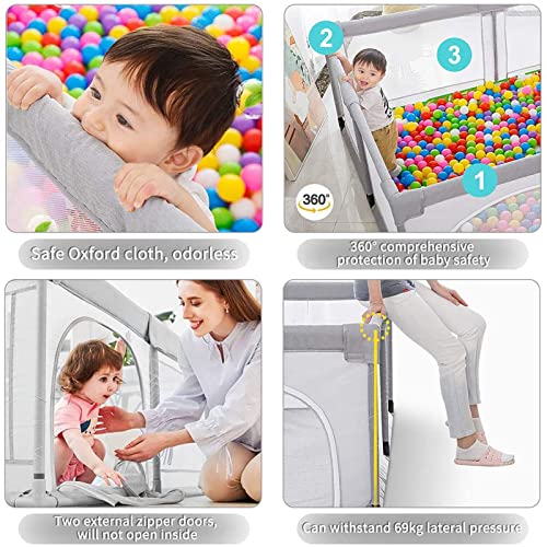 "Baby Playpen(59*70 in), Indoor & Outdoor Kids Activity Center with Anti-Slip Base, Sturdy Safety Play Yard with Super Soft Breathable Mesh, Kid's Fence for Infants Toddlers(GREY-XL)"