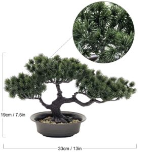 Rozwkeo Artificial Bonsai Tree Fake Plant Decoration Potted Tree Small Faux House Plants Japanese Pine Bonsai Plant for Home Indoor Decoration Office Hotel Windowsill Desktop Display Trees Zen Decor