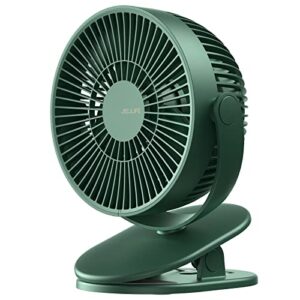 jisulife clip on baby stroller fan, 4000mah battery operated fan, portable personal small fan, quiet & narrow slot design, 4 speeds, max 14 hrs, ideal for bed, desk, car seat - dark green