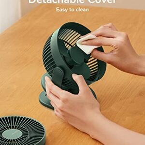 JISULIFE Clip on Baby Stroller Fan, 4000mAh Battery Operated Fan, Portable Personal Small Fan, Quiet & Narrow Slot Design, 4 Speeds, Max 14 Hrs, Ideal for Bed, Desk, Car Seat - Dark Green