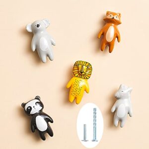 YOUYOUULU 5Pcs Cute Animal Knobs Kids Handles Ceramic Knobs Children's Room Door Nursery Cupboard knobs Lovely Cabinet pulls Drawer knob for Kids, with Screws