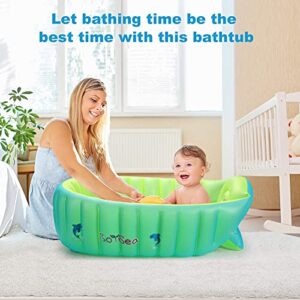 Boysea Inflatable Baby Bathtub with Air Pump, Bathtub Seat with Anti-Sliding Saddle Horn for Newborn to Toddler, Portable Travel Shower Basin with Back Support, Deflates and Folds Easily