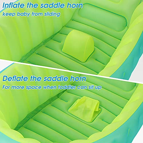 Boysea Inflatable Baby Bathtub with Air Pump, Bathtub Seat with Anti-Sliding Saddle Horn for Newborn to Toddler, Portable Travel Shower Basin with Back Support, Deflates and Folds Easily