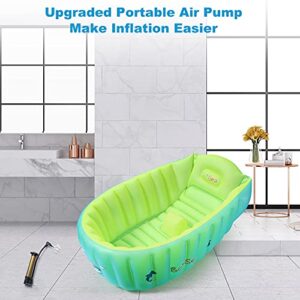 Boysea Inflatable Baby Bathtub with Air Pump, Bathtub Seat with Anti-Sliding Saddle Horn for Newborn to Toddler, Portable Travel Shower Basin with Back Support, Deflates and Folds Easily