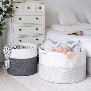 indressme large cotton rope basket blanket & xxxl large woven baby laundry basket toys storage bin (set of 2)