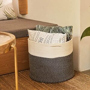 INDRESSME Large Grey Cotton Blanket Basket & XXXL Large Baby Laundry Basket Toys Storage Bin (Set of 2)