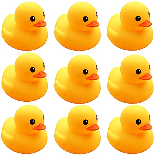 CICITOYWO Yellow Rubber Ducks, 10pcs Preschool Bath Toys Bathtub Floating Squeaky Duckies Gift for Baby Shower Infants Kids Toddler Party Decoration