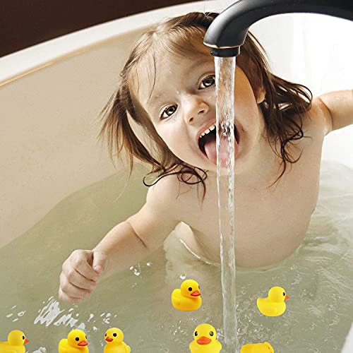 CICITOYWO Yellow Rubber Ducks, 10pcs Preschool Bath Toys Bathtub Floating Squeaky Duckies Gift for Baby Shower Infants Kids Toddler Party Decoration