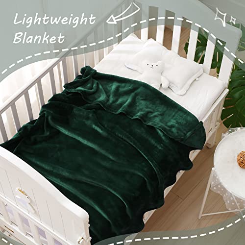 Exclusivo Mezcla Soft Lightweight Fleece Baby Blanket Throw Blanket for Boys, Girls, Toddler and Kids Nap Blankets for Crib Bedding, Nursery, and Security (40x50 inches, Forest Green)