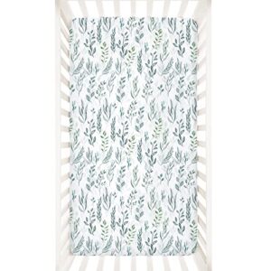 dilimi crib sheet fitted crib sheets for baby boys girls, ultra-soft cotton blend baby sheet fits standard crib and toddler mattress, green leaf