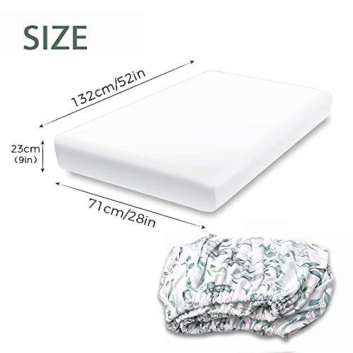 DILIMI Crib Sheet Fitted Crib Sheets for Baby Boys Girls, Ultra-Soft Cotton Blend Baby Sheet Fits Standard Crib and Toddler Mattress, Green Leaf