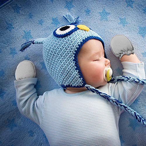 6 Pairs Newborn Baby Mittens No Scratch Infant Gloves Mitten for Baby 0-6 Months (White, Light Grey, Light Blue, Medium Grey, Black Grey, Navy Blue)