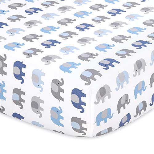 The Peanutshell Elephant Fitted Crib Sheet Set for Baby Boys or Girls, 2 Pack Unisex Set