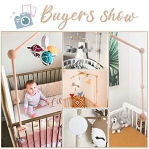 JETM·HH Baby Crib Mobile Arm Wooden Holder 30 inch Beech Hangers with Rotating Music Box Nursery Decor Attachment Safe Anti Slip Set