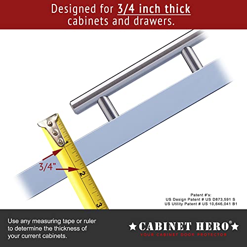 CABINET HERO Slimline - Slip on Cabinet Door Protector Edge Guard - Clear - ¾” Thick - 18” Length (Pack of 4)