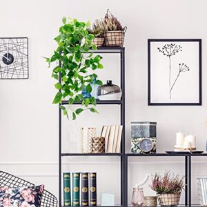 WXBOOM Small Fake, Artificial Potted Plant Faux Ivy Vine Plant Hanging Plant Pothos for Shelf Home Office Indoor Outdoor Garden Greenery Decor 2.84ft (Black Pot)