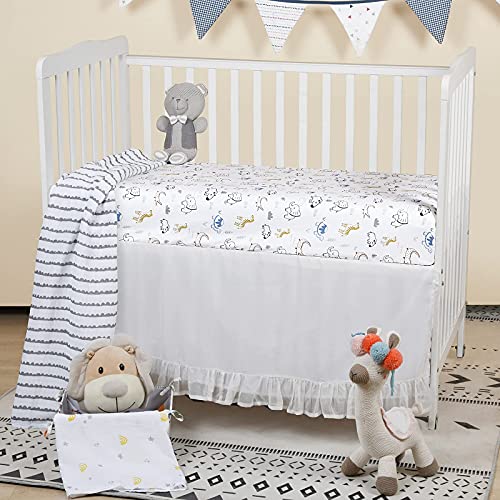 PHF 100% Cotton Crib Sheets Fitted 2 Pack, Soft Breathable Comfortable Baby Sheet Set for Boys Girls Neutral, Premium Crib Sheets Fits Standard Crib and Toddler Mattress 28in x 52in, Woodland Animals