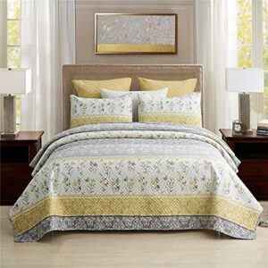 merry home queen quilt set, 3-piece queen size quilt sets with 2 pillow shams- boho reversible soft and lightweight queen quilt bedding bedspread coverlet set