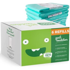pail buddies diaper pail refills | 6 count | compatible with dekor classic diaper pail | strong, durable diaper pail refills with fresh, baby powder scent