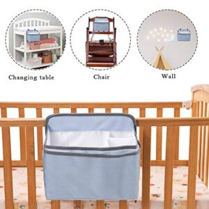 Baby Diaper Caddy Bag Stacker Organize - Nursery Storage Bin for Diapers, Wipes & Toys - Protable Diaper Organizer fo Crib Wall (Blue)