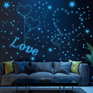 Glow in The Dark Stars for Ceiling, 1120PCS Airsnigi Glow in The Dark Wall Decals Long-Lasting Glowing Star Wall Stickers Perfect Gifts for Kids Room Decor, Halloween, Christmas - Blue