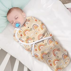 LITTLE TOTS Swaddle Blanket for Baby Girl Boy Easy Change Infant Wrap 3 Pack Adjustable Sleep Sack for Newborn Babies 0-3 Month (Rainbow and Flowers)