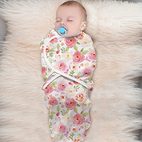 LITTLE TOTS Swaddle Blanket for Baby Girl Boy Easy Change Infant Wrap 3 Pack Adjustable Sleep Sack for Newborn Babies 0-3 Month (Rainbow and Flowers)