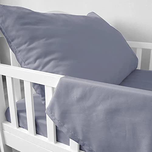 Biloban 3-Piece Toddler Sheet Set Microfiber, Toddler Bedding Set Includes Crib Mattress Sheet, Flat Sheet and Envelope Pillowcase, Silky Soft, Breathable and Lightweight, Grey