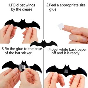 DIYASY Halloween Bats Wall Decor,140 Pcs 3D Bat Decoration Stickers for Home Decor 4 Size Waterproof Black Spooky Bats for Room Decor